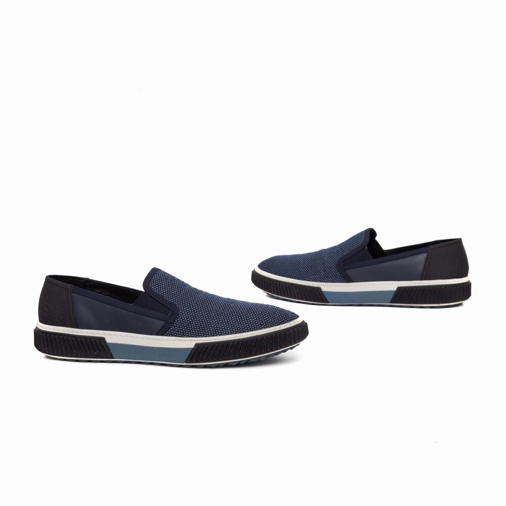 1,060 PRADA Stratus Navy Woven Mesh Slip-On Sneakers Trainers US 10.5 EU 43.5